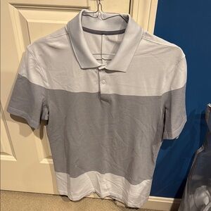 lululemon athletica White and Gray striped  Polo Shirt